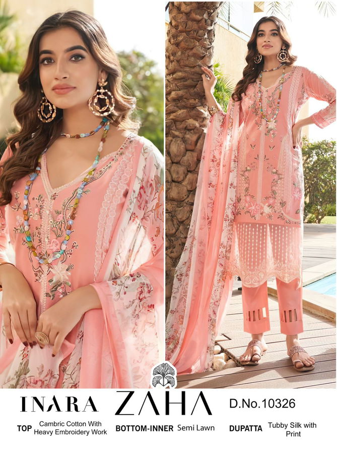 Inara Vol 1 By Zaha Embroidery Cambric Cotton Pakistani Suits Wholesale Price In Surat